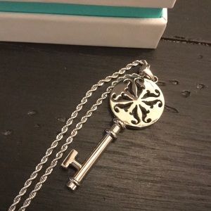 Rustic Cuff Key Phoebe Necklace 30” Silver